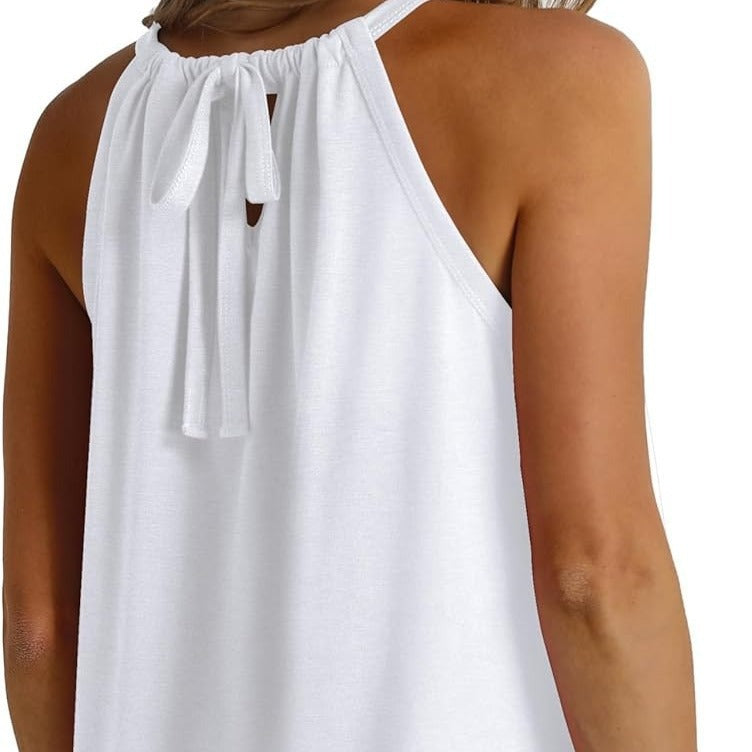 Sleeveless Top with Ruffle Hem and Loose Fit