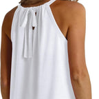 Sleeveless Top with Ruffle Hem and Loose Fit