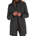 Women's Elegant Wool Jacket with Pockets and Button Closure