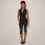 Women's Form-Fitting Polka-Dot Jumpsuit