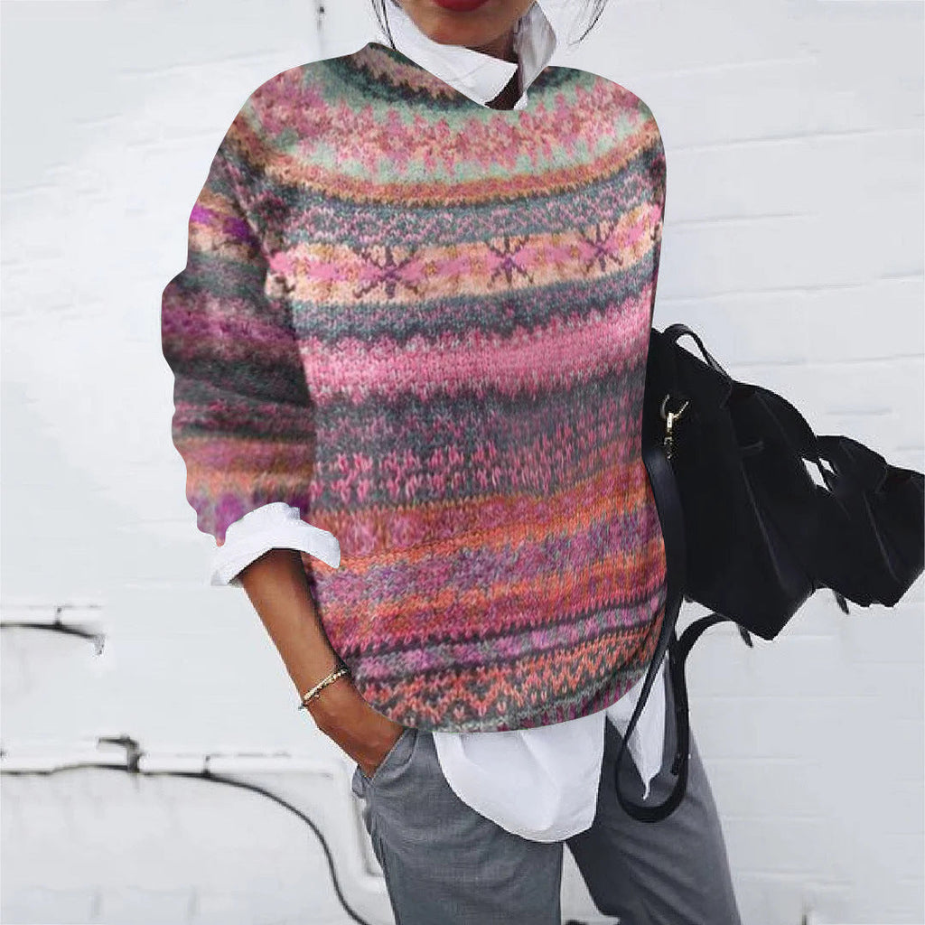 Women's Patterned Sweater with Modern Knit Design