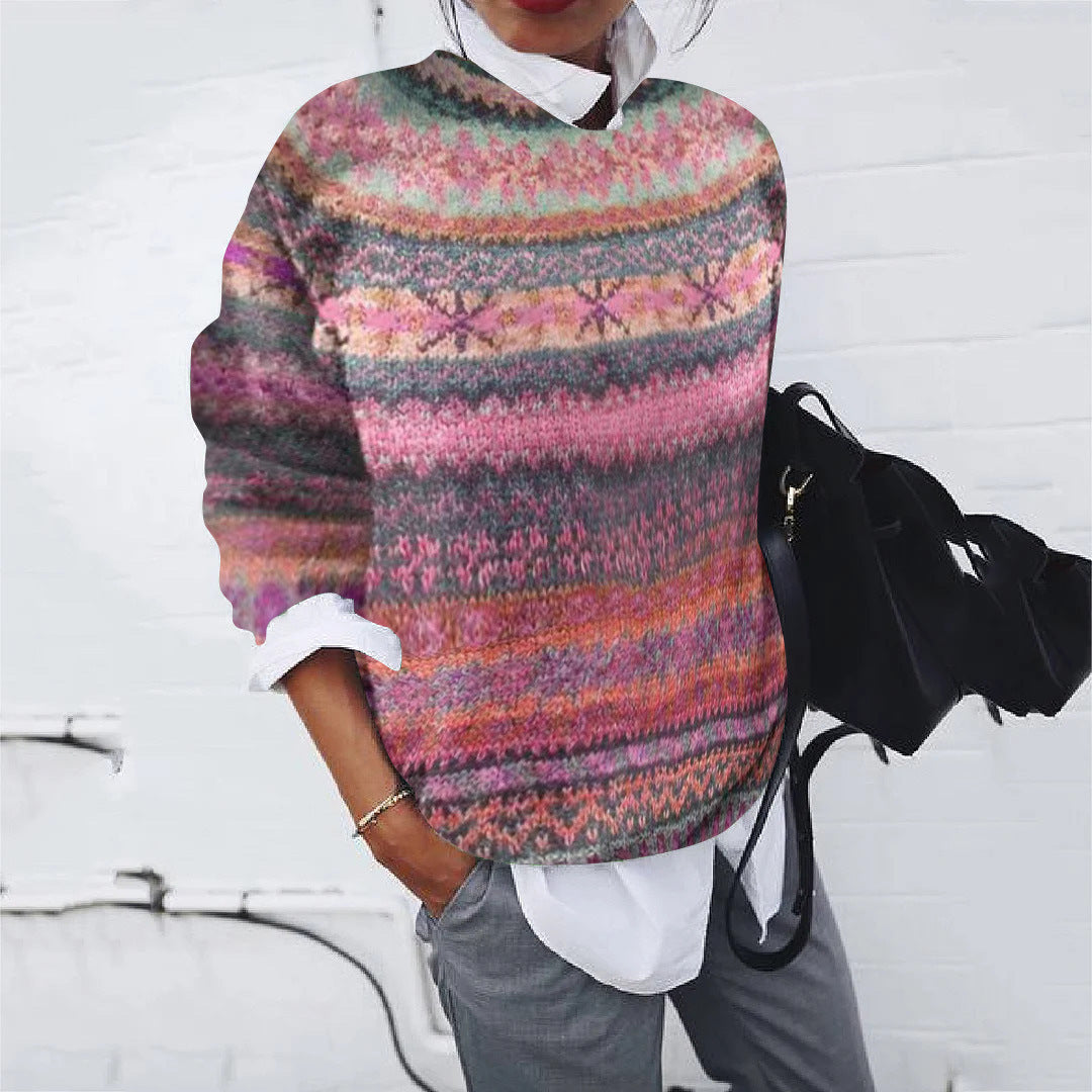 Women's Patterned Sweater with Modern Knit Design