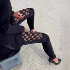 Women's Figure-Hugging Leggings with Mesh Details