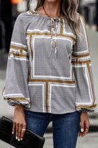 Women's Blouse with Elegant Ruffle Details and Modern Pattern