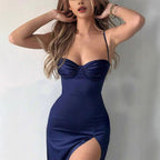 Elegant Evening Dress with Ruffle Details and Side Slit