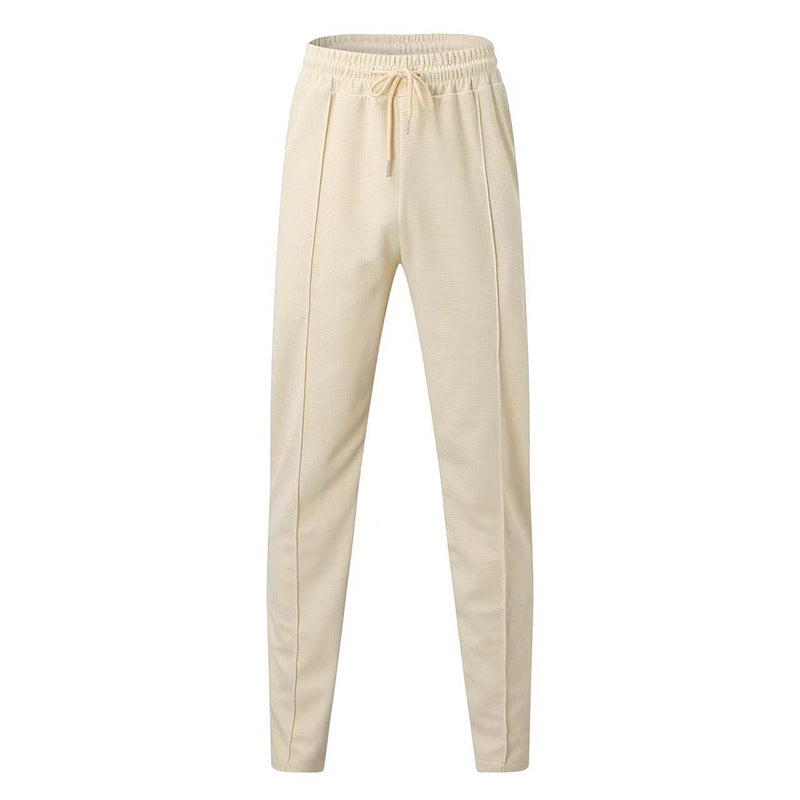 Women's Elastic Casual Pants with Waffle Texture