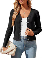Women's Elegant Cardigan with Wavy Edges