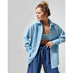 Casual Women's Long-Sleeve Blouse in Light Plaid Design