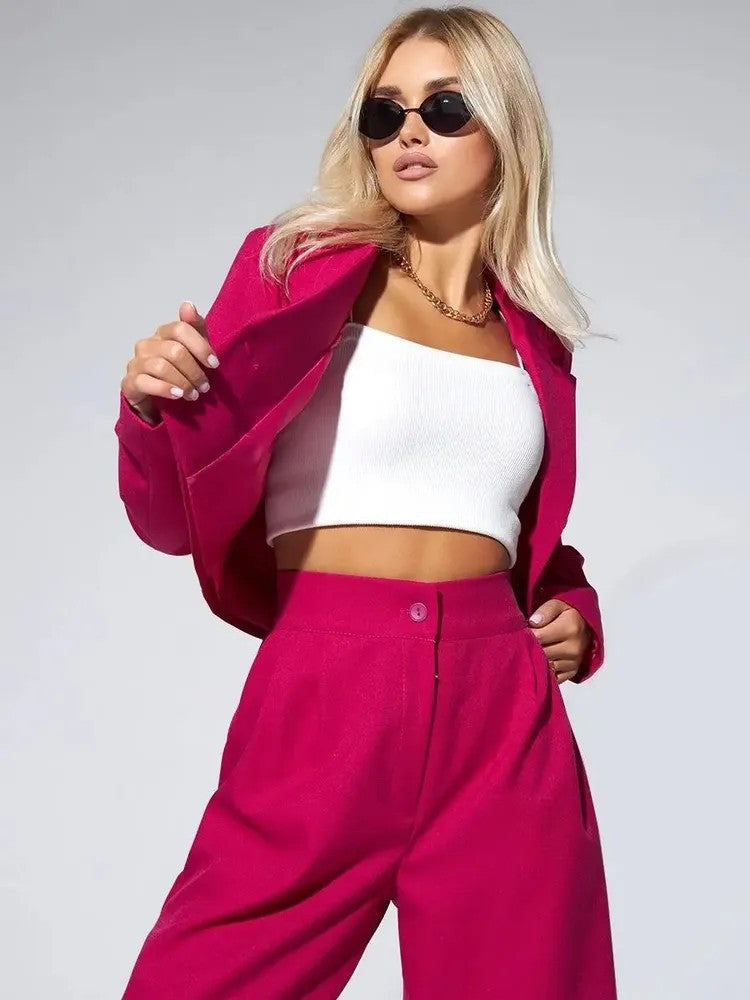 Women's Two-Piece Set with Cropped Blazer