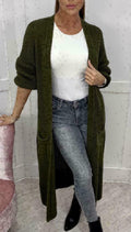 Women's Long Knit Coat with Spacious Pockets
