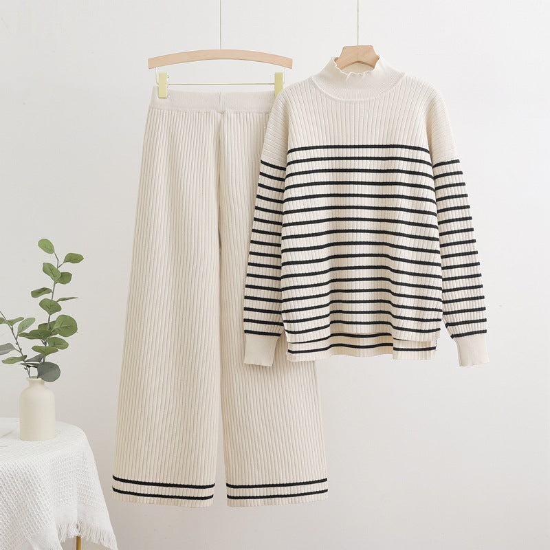 Women's Striped Knit Loungewear Set