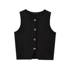 Women's Sleeveless Knit Top with Button Details