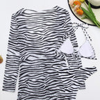 Women's Swimsuit with Integrated Knot and Fashionable Zebra Pattern