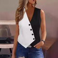 Women's Asymmetrical Vest-Style Shirt with Button Details