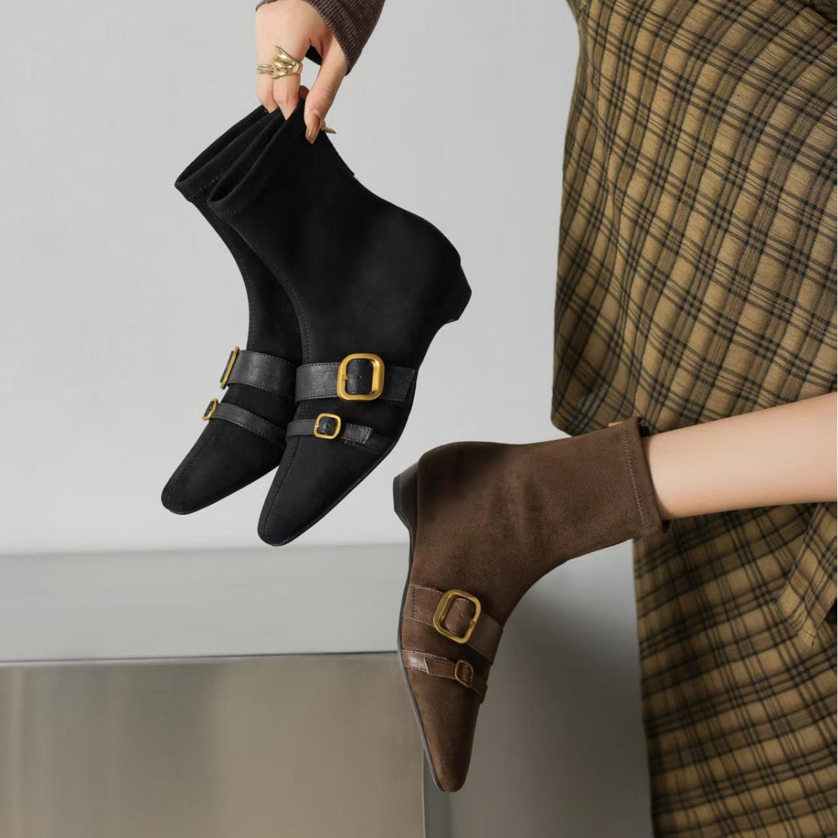 Women's Ankle Boots with Elegant Strap