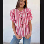 Women's Blouse with Ruffle Details and Button Opening