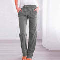 Women's Comfortable Linen Pants with Elastic Waist and Pockets