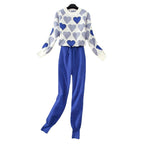 Women's Cozy Heart Pattern Lounge Set