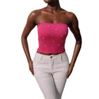 Bandeau Top with Pearl Appliqués