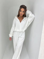 Elegant Fleece Jumpsuit with High Collar and Full-Length Zipper