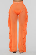 Women's Pull-On Boho Pants with Ruffles