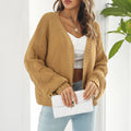 Women's Chunky Knit Cardigan with Wide Sleeves and V-Neck