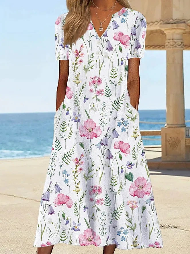 Women's Floral Summer Dress with Pockets