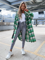 Women's Plaid Shirt Coat in Soft Cotton Blend