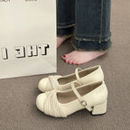 Women's Ballet Flats with Strap and Knit Detail