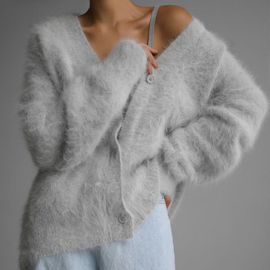 Women's Fluffy Cardigan with Wrap Look