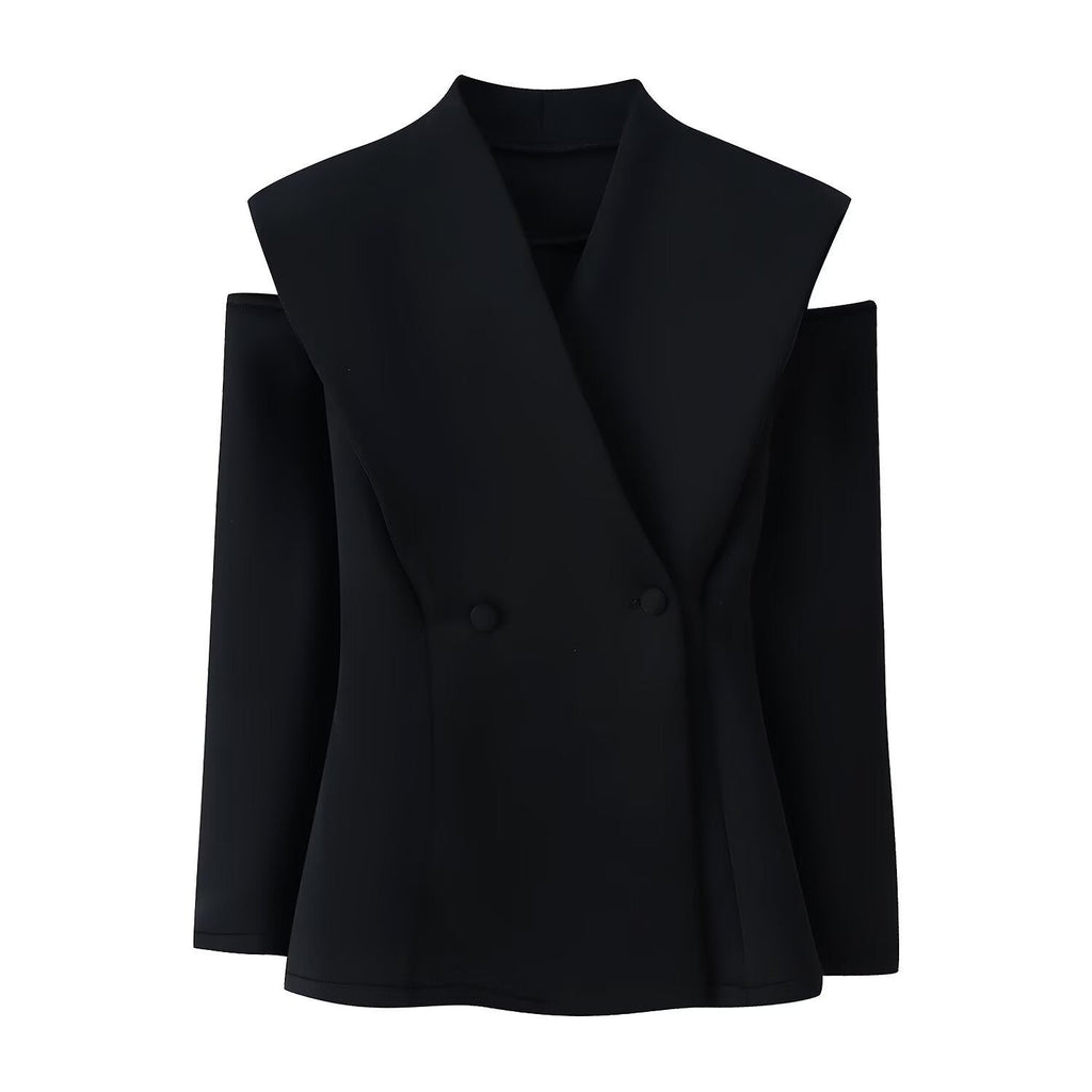 Elegant Blazer with Modern Cut and Unique Collar