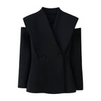 Elegant Blazer with Modern Cut and Unique Collar