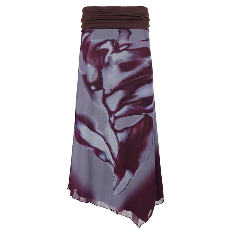 Floral Pattern Maxi Skirt with Elastic Waistband