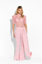 Women's Elegant Flared Pants with Side Draping