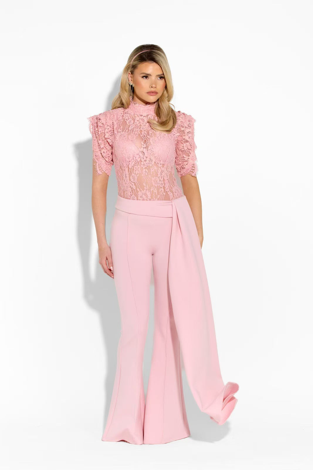 Women's Elegant Flared Pants with Side Draping