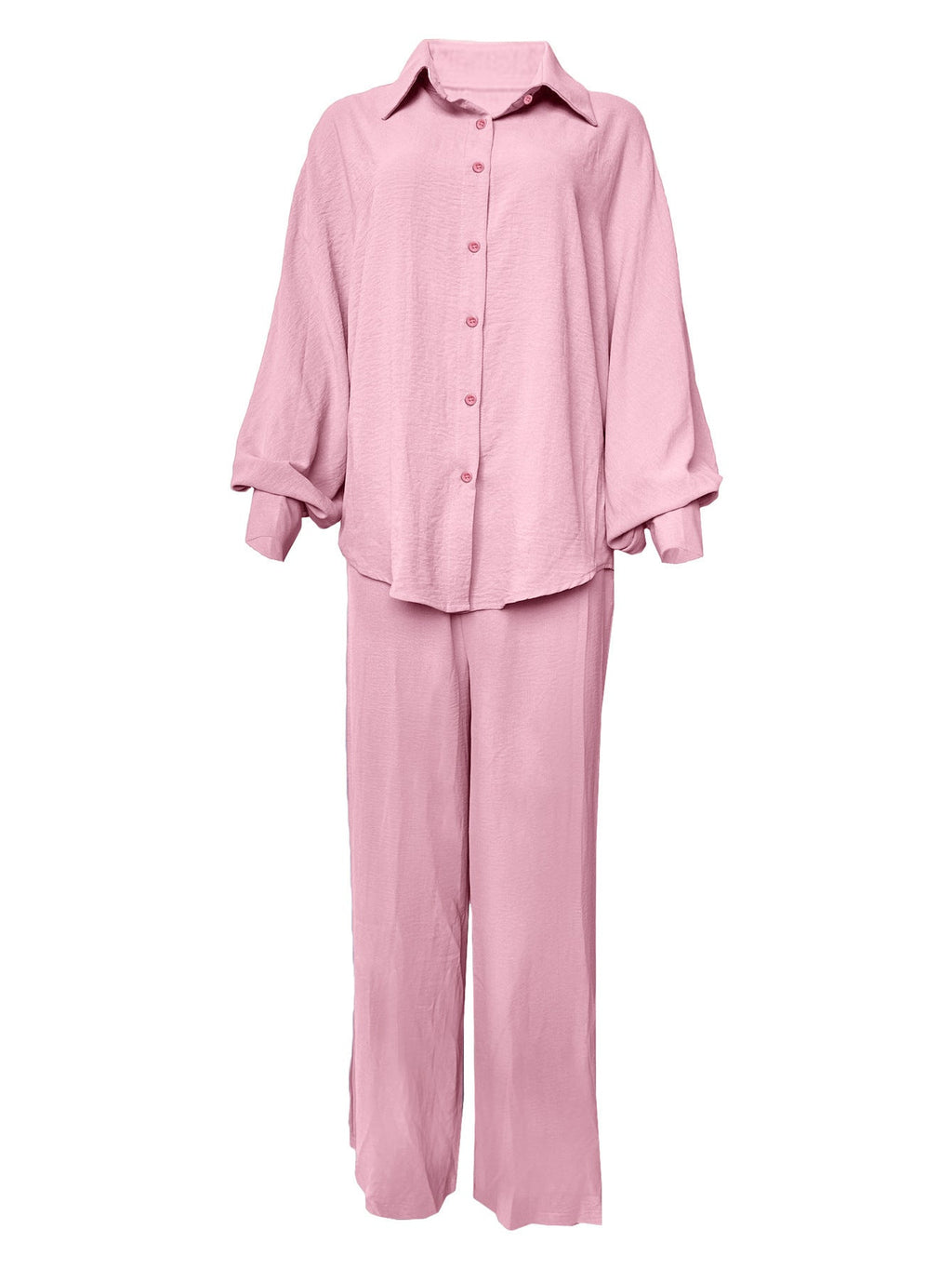 Women's Casual Two-Piece Set with Airy Blouse and Wide-Leg Pants