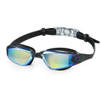 Swim goggles with adjustable head strap and anti-fog technology