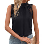 Women's Blouse with Lace Accents and Elegant Back