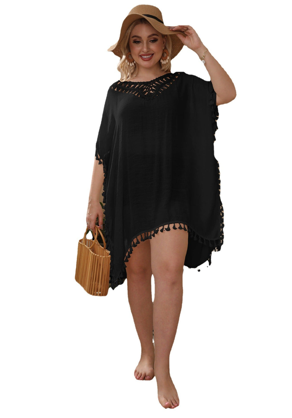 Women's Airy Beach Kaftan with Decorative Tassels