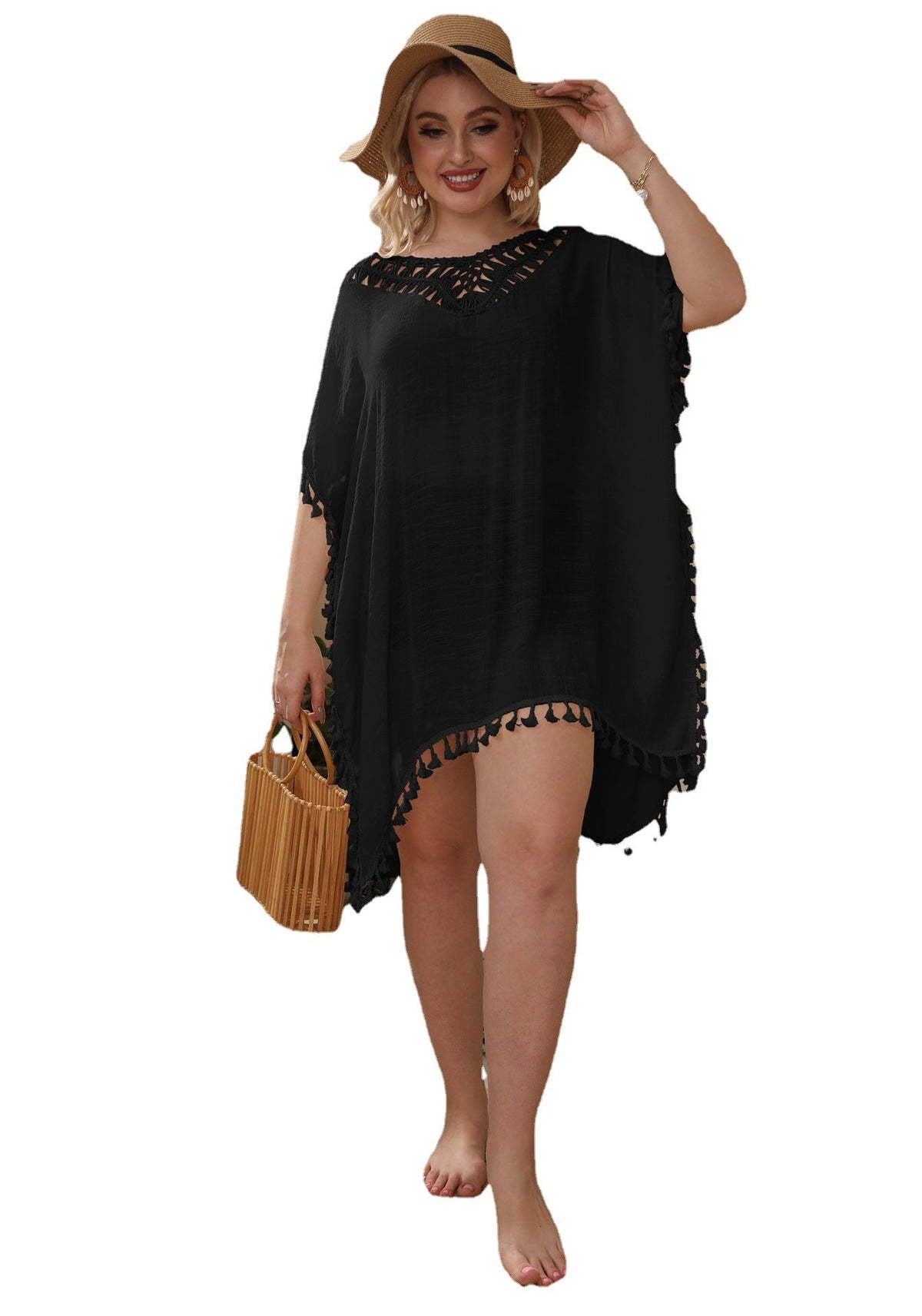 Women's Airy Beach Kaftan with Decorative Tassels