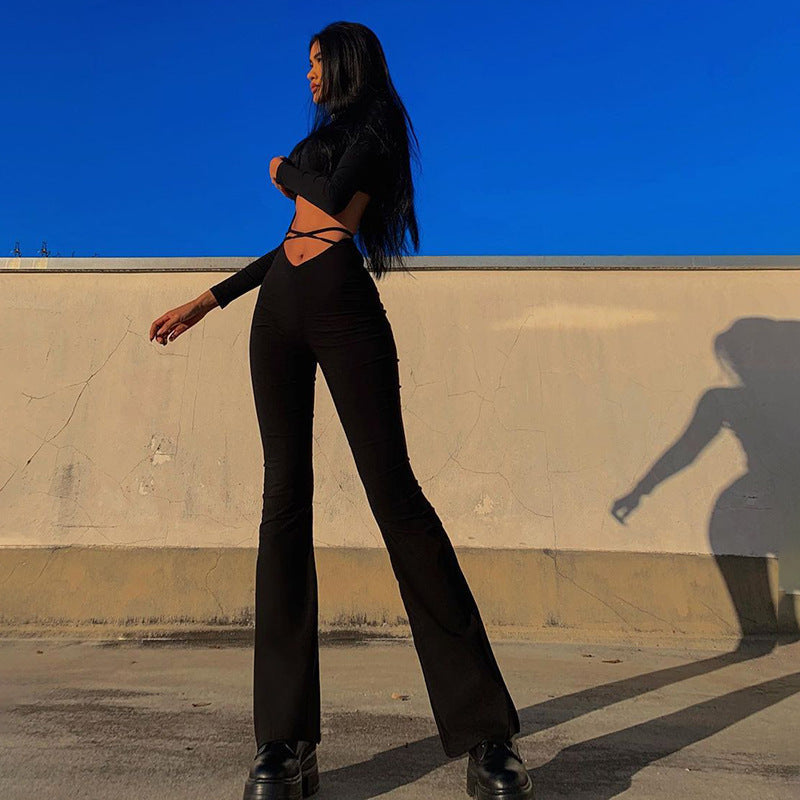 Women's Fitted Jumpsuit with Side Slit and Long Legs