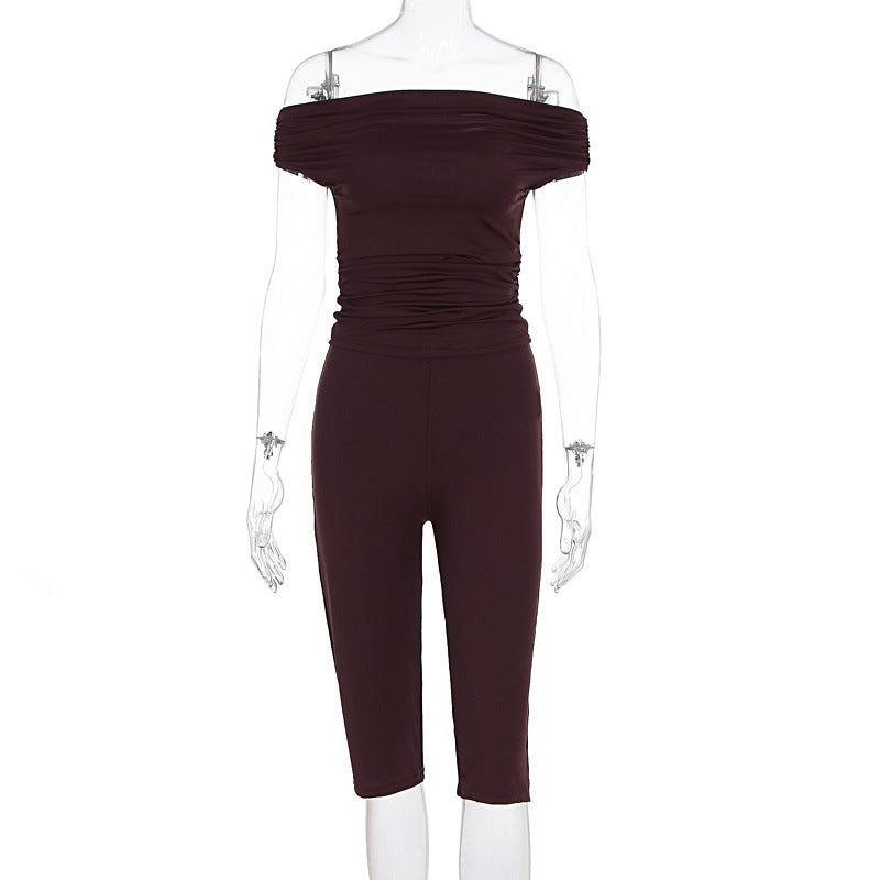 Elegant Women's Off-Shoulder Jumpsuit with Ruching