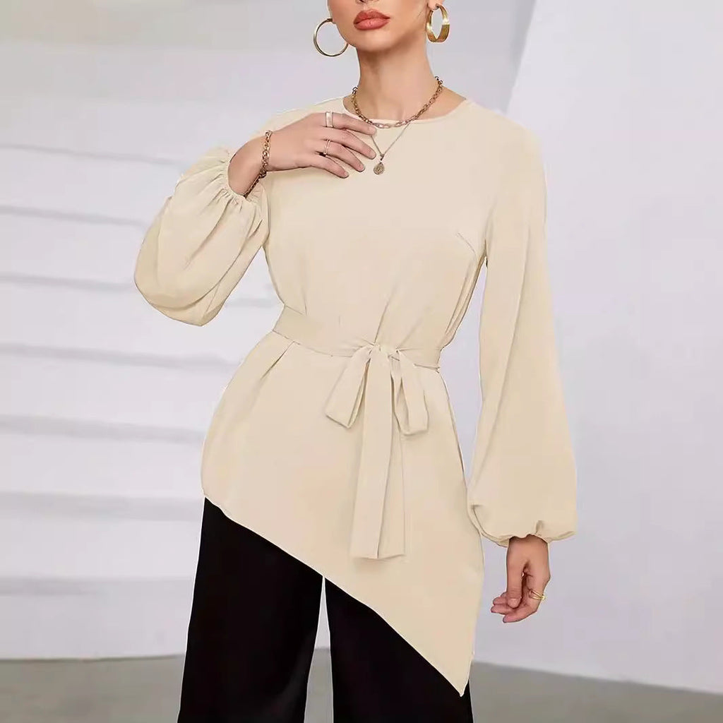 Women's Elegant Long-Sleeve Wrap Blouse