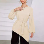 Women's Elegant Long-Sleeve Wrap Blouse