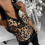 Women's Glittering Leopard Print Polo Shirt