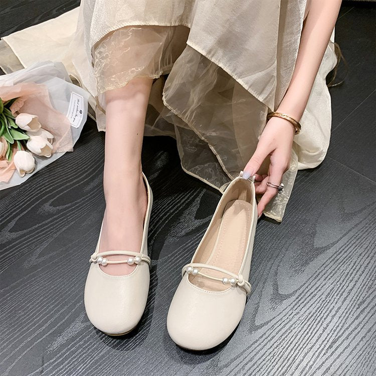 Women's Ballet Flats with Elegant Pearl Embellishments