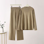 Elegant Long-Sleeve Top and Palazzo Pants Set