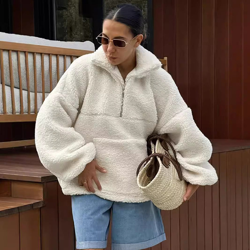 Women's Fleece Sweater with High Collar