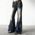Women's Flared Jeans with Fashionable Distressed Look