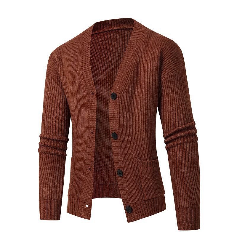 Women's Striped Cardigan with Modern Cut and Practical Pockets